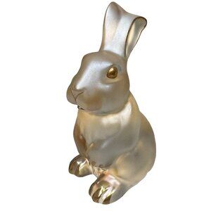 Lalique Crystal Gold Luster Toulouse Rabbit #10766300 Zodiac Exclusive Enamel